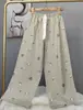 Pantalones de pijama de algodón para mujer, verano, finos, estampados, casuales, de pierna ancha, pueden usar mujeres embarazadas, comercio exterior, pantalones de talla grande