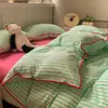 Conjunto de quatro peças simples de algodão lavado Classe A, algodão puro, novo conjunto de cama 2025, conjunto de três peças com lençol e capa de edredom