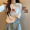 Camiseta de manga larga de algodón con hilo para mujer, primavera y otoño, nueva, combinable con todo, Pure Desire Hot Girl, dobladillo nicho, base superior curva.