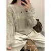 Tejido de Mohair Coreano para Mujer 2025 Primavera y Otoño Nuevo Estilo Tops de Moda Aspecto Holgado Adelgazante Prendas de Punto Exteriores
