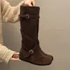 Botas altas adelgazantes de plataforma interior para mujer, botas altas, nuevo estilo otoño 2026, versátiles con faldas, suela suave, botas Melard
