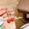 2023 Moda Nuevos Pendientes Largos de Frutas de Celebridades Japonesas y Coreanas de Internet con Borla Distintiva de Cereza Gancho de Oreja de Moda para Mujeres