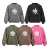 Sudadera redonda estilo retro americano desgastada con estampado de cara borrosa, holgada y casual, modelo de primavera/otoño para hombre, lavado pesado de 400G