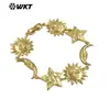 Wt-Jf373 Colgante de Latón Único y Distintivo de Sol, Estrella y Luna con Diseño de Empalme, Pulsera con Extensión de 18 cm