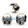 Accesorios para joyería DIY microincrustados, no mires, no escuches, cuentas de calavera chapadas en oro negro Oro Blanco