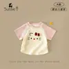 Camiseta de Manga Corta para Niña Verano Nuevo Estilo Bebé e Infantil Camiseta Básica Ropa para Niños Top Delgado Dulce Lazo de Bebé