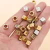 Cuadrados de Letras Inglesas de Acero Inoxidable 7*7mm 26 Letras Color Acero Dorado Cuadrado Accesorios para Collares de Cuentas DIY