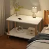 Mesita de noche, Escritorio pequeño de noche, Mesa cuadrada pequeña simple para casa de alquiler, Mesa lateral para sofá, Estante de almacenamiento doméstico simple para dormitorio