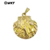WT-P1997 Estilo Festivo Colgante de Concha Estrella de Mar Caracol Diseño Tallado Collar para Niña Accesorios de Latón Hechos a Mano