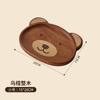 Heshi Home Cute Bear Plate Ebony Japanese-Style High-Looking Wooden Plate Cartoon Fruit Storage Plate Round Bandeja