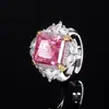 2024 Nueva Joyería Huabi Diamante de Alto Carbono Corte Flor de Hielo Cobre Incrustado Cuadrado de Princesa Conjunto para Mujeres 12*12
