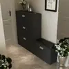Gabinete de Zapatos Ultra Delgado de Madera Maciza Negra 17cm Pasillo de Entrada Extremadamente Estrecho Apartamento Pequeño Gabinete Económico de Almacenamiento para la Entrada