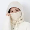 Chapéu Lei Feng Quente de Inverno com Forro de Lã, Máscara Espessa à Prova de Frio, Chapéu Integrado com Polaina, Chapéu Lei Feng à Prova de Vento para Ciclismo ao Ar Livre