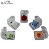 Caja de Joyería Cuadrada de Flores Eternas, Caja para Anillo Flor de Rosa de Cristal, Regalo de Boda San Valentín con Flores Secas, Accesorios de Decoración para Puesto