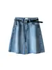 Jeans casuales sueltos de 5 puntos Juzhi retro de cintura alta adelgazantes con dobladillo deshilachado para mujer talla petite 61171