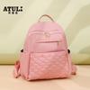 Mochila de Color Sólido con Puntada Romboidal y Remaches, Moda 2025, Textura Estilo Coreano, Gran Capacidad, Mochila Sencilla para Mujer