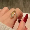 Anillo Abierto Rojo Zircón Super Brillante Serpiente Espíritu Benmingnian Lujo Ligero Alta Sensación Retro Francés Medio Antiguo Accesorios Elegantes