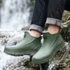 Botas de Lluvia Cortas de Moda para Hombre, Zapatos Casuales Blancos, Botas de Lluvia para Exteriores de Primavera/Verano, Zapatos de Goma Deportivos para Viajes, Botas de vadeo para el Trabajo