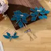 2023 Nuevo Tocados de Novia Estilo Nacional Accesorios de Estilismo Flor de Terciopelo Azul Pasador con Borla Nuevo Estilo Chino Accesorios para el Cabello del Vestido Xiuhe