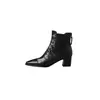 Botines Chelsea para mujer hechos de piel de oveja de plena flor, con tacón grueso y caña de altura media, un nuevo estilo otoño/invierno con punta cuadrada y un diseño de una sola tira a la moda, y un estilo de bota corta.