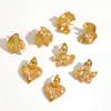 Pendientes de Acero Inoxidable con Textura de Hoja Europeos y Americanos Transfronterizos para Mujer, Pendientes de Titanio con Circonita Incrustada de Diamantes de Moda de Gama Alta Chapados en Oro de 18 Quilates