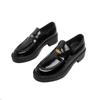 Mocasines de Cuero Genuino para Mujer 2024 Nuevo Otoño e Invierno Zapatos de Tacón Grueso y Suela Gruesa de Tacón Alto Vintage Negros Estilo Británico Zapatos de Cuero Pequeños