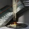 Candelabro Minimalista Largo para Escaleras, Moderno Simple Nórdico Lujo Ligero Villa Dúplex Techo Hueco Candelabro Largo Giratorio