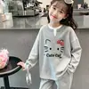 Elegante Jersey de Waffle para Niñas de Manga Larga, Estilo Nuevo Primavera y Otoño, Falso Dos Piezas, Versátil, Casual, Holgado