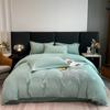 Set de cuatro piezas cepillado bordado de lujo ligero color sólido funda nórdica gruesa sábana europea ropa de cama de alta calidad universal para las cuatro estaciones
