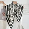 Lenço Quadrado de Margarida 70% Algodão e Linho para Mulheres, Estilo Coreano Versátil Estilo Pastoral Protetor de Pescoço Decorativo Lenço Pequeno, Lenço Fino