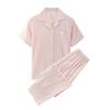Conjunto de Pijama de Pareja de Algodón 100% Doble Capa de Gasa Estilo Japonés Muji Nishikawa de Manga Corta y Pantalón Largo Ropa de Casa Simple de Alta Calidad a Cuadros