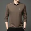 Camisa Polo de Manga Larga con Cuello de Solapa para Hombre de Primavera y Otoño Camiseta Casual Sencilla para Hombre con Estampado de Letras para Hombre