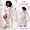 Bata Transparente de Encaje Sexy Tallas Grandes Feiyun para Mujer Borde de Satén Mangas de Campana Cárdigan Largo Bata de Baño Múltiples Colores 1238