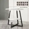 Mesa de centro pequeña para uso doméstico, mesa auxiliar para sala de estar, diseño moderno de lujo ligero, sensación de alta gama, mesa de centro de hierro y mármol de doble capa para sala de estar, adecuada para apartamentos pequeños