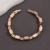 Pulsera de Moda Chapada en Oro de 14K para Mujer, Pulsera Versátil para Mujer con Piedra de Ojo de Gato Rectangular Dorada Transfronteriza, Joyería con Diseño Original