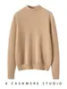 Suéter de cachemira para mujer, 100% cachemira pura de cabra, nuevo diseño de moda, color sólido, versátil, cuello medio alto, jersey de punto, suéter cálido