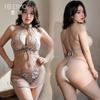 Cheongsam clásico Faimu con bordado de flores solubles en agua, sin espalda, lencería sexy 6934, caderas desnudas, pecho abierto, talla grande 20/bolsa