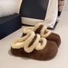 Novo Estilo 2025 Sapatos Fofos de Pelo Energéticos para Mulheres, Mocassins Planos Versáteis para Reduzir a Idade com Lã Adicionada para Aquecimento