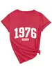1976 Vintage Amazon Ebay Sitio Independiente Casual Cómodo Versátil Camiseta de Manga Corta con Cuello en V para Mujer Camiseta Base