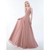 Vestido Feminino Amazon Ombro Decote V Chiffon Alça Madrinha Longo A-Bainha Saia Plissada Vestido Formal de Noite
