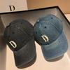 Gorra de Béisbol de Mezclilla Bordada con Letra D Estilo Coreano Simple y Versátil para Mujer en Moda Primavera y Verano Gorra Suave con Visera para Mostrar Rostro Pequeño