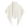 Cachecol echarpe de tricô 35% cashmere com vazados estilo francês para mulheres, novo aquecedor triangular de ombro 2026