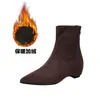 Botas de Cano Curto Marrons Estilo Francês para Mulheres 2026 Chegada Outono/Inverno Bico Fino Elásticas Afinando Botas Versáteis Afinando Botas Martin