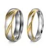Anillos de Pareja Transfronterizos Nuevos y de Moda con Acero Inoxidable Escarchado Grabado Diagonal, Anillos de Moda y Únicos para Hombres y Mujeres, Anillos de Pareja de Joyería