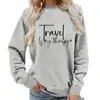 Comércio Exterior Suprimento Transfronteiriço Viagem É Minha Terapia Moletom Feminino com Gola Redonda Estampado Tamanho Europeu Casual Caimento Solto