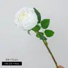 Flor Artificial Rosa Creme de Cabeça Única Decoração de Fundo de Casamento Arranjo de Flores para Corredor Material Floral Casamento Estilo Europeu Flor de Seda Flor Artificial