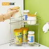 Prateleira de Armazenamento Multifuncional de Canto em Aço Inoxidável para Cozinha e Banheiro para Temperos e Artigos de Higiene Pessoal Caixa de Armazenamento de Bancada de Camada Dupla