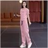 Traje de Moda Explosiones de Verano 2025 Nuevo Sentido de Diseño Super Slim Cubre Vientre Top de Manga Corta Pantalón Recto Conjunto de Dos Piezas