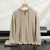 Nuevo Producto de Invierno: Suéter de punto casual holgado para hombre con media cremallera y capucha, color liso, sudadera juvenil, disponible al por mayor