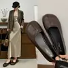 Zapatos planos para mujer de suela blanda, punta poco profunda, transpirables, nuevo estilo otoño 2026, zapatos planos para combinar con vestidos, mocasines de cuero suave sin cordones, zapatos pequeños de cuero